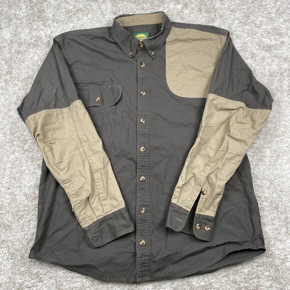 Cabela's Shirt Mens XL Gray Tan Long Sleeve Button-Up Shooting Hunting Outdoors - Picture 1 of 11